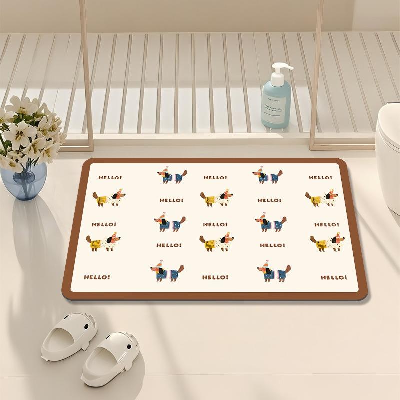 

Cute Sausage Dog Pattern Entrance Floor Mat Bath Absorbing Foot Door Mat Decoration Anti-slip Entrance Mat Living Room Carpet 40x60cm