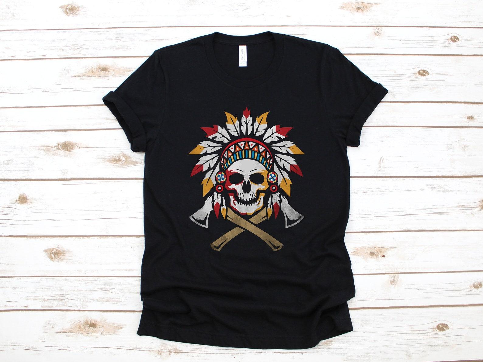 Native American Skull Axe Shirt, Ax Native American T-Shirt, Indigenous Tank Top, T-shirt,T-shirt, T-shirt M