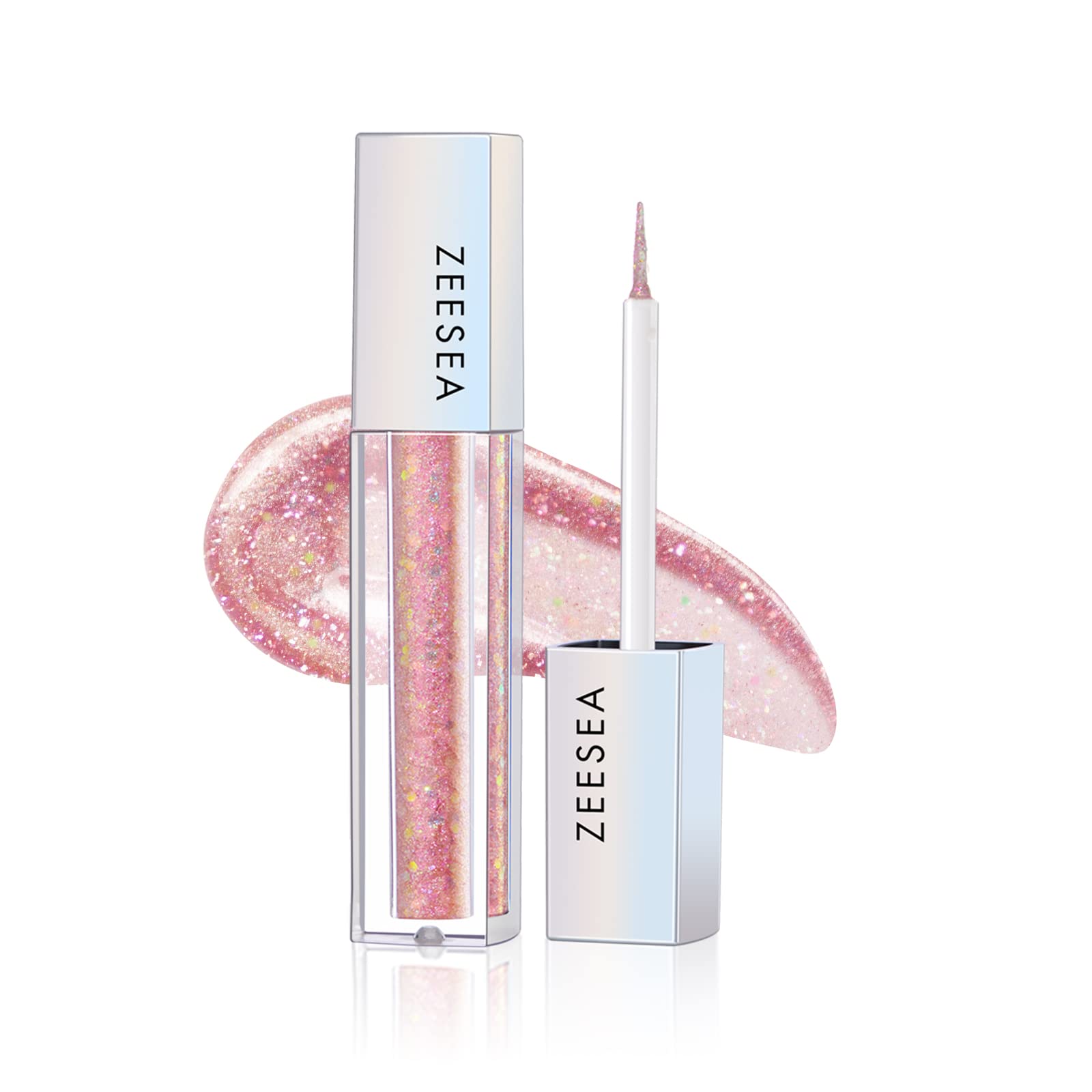 

ZEESEA Жидкие тени с бриллиантовым глиттером, одноцветные тени-глиттер, тени для век цвета белого персика, (12 Сода)