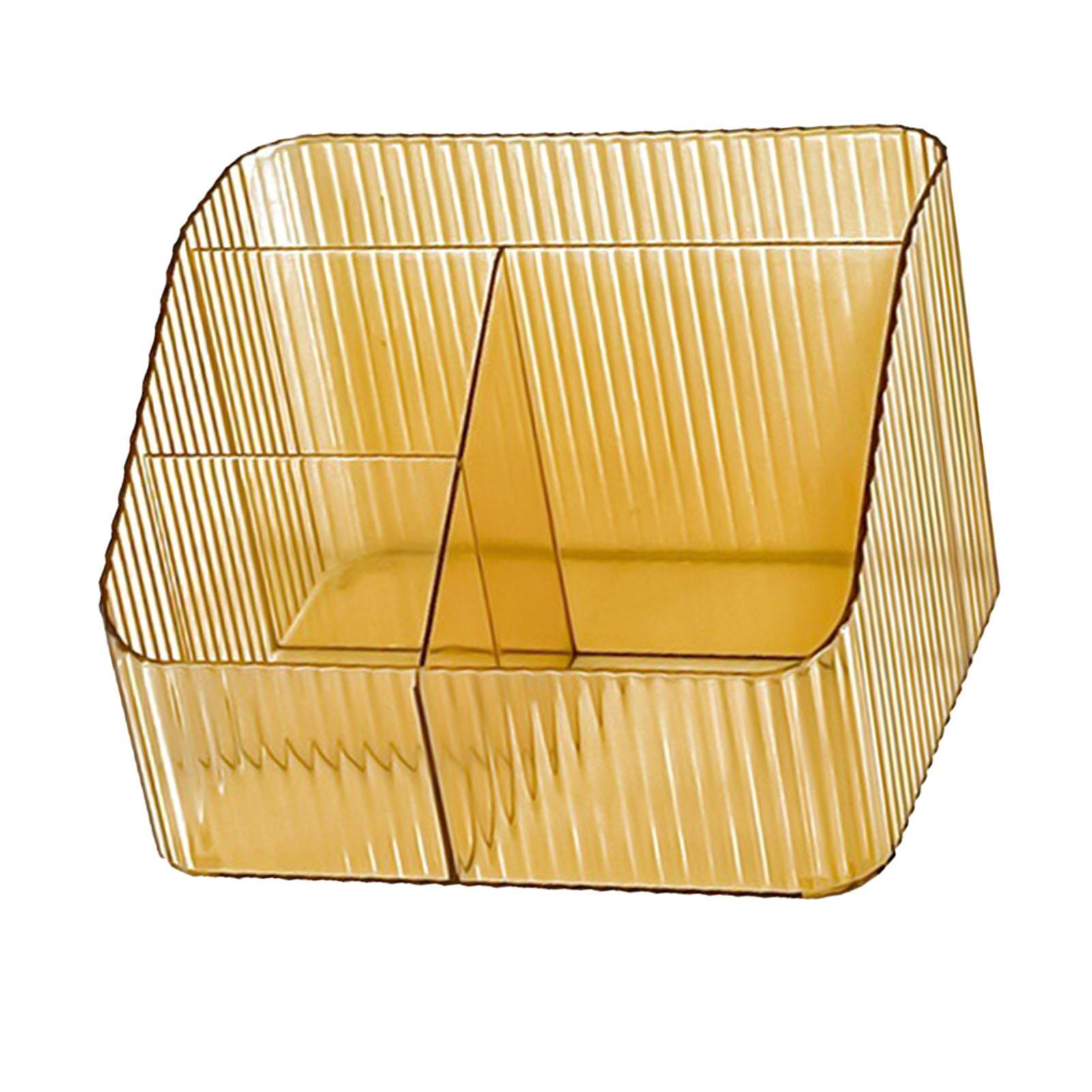 

Desktop Storage Box Trapezoidal Organizer PP Plastic Sorting Case for Makeup Cosmetic Brush 4 Grids оранжевый