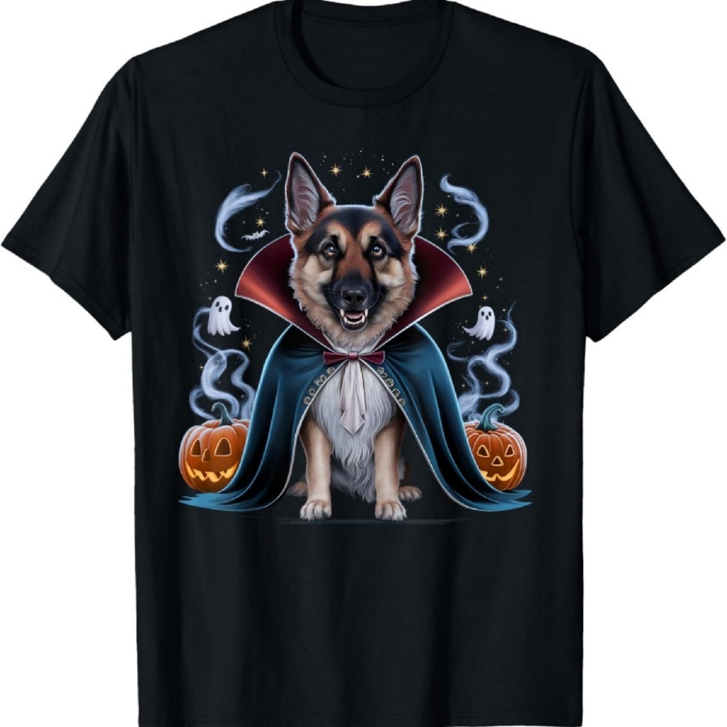 

Shivering German Shepherd Dog Dracula Halloween Costume T-Shirt XXXXXL чорний