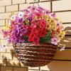 Set Of 24 Plastic Faux Violets Bundles For Porch Window Box And Seasonal Decorating Artificial Floral