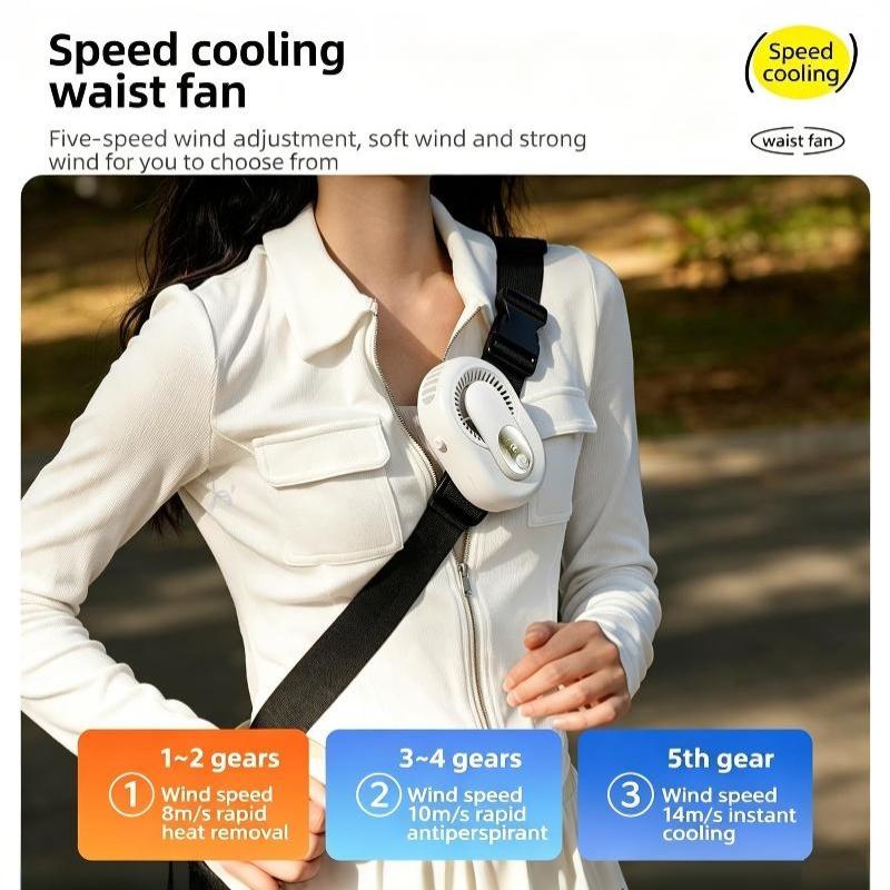 Portable Rechargeable Neck Fan 5 Adjustable Speeds Long Lasting Airflow For Outdoor Travel Office Use