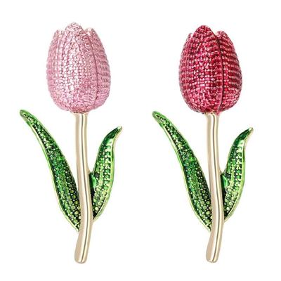 Handgefertigte florale Legierungsbrosche, emailliert, Tulpendesigns, leichter Schmuck, geeignet für verschiedene Outfit-Stile