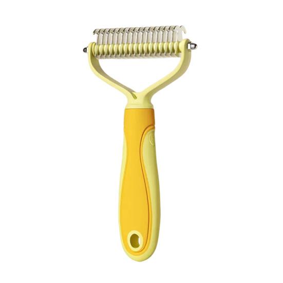 Pet Grooming Rake, Dual-Sided Stainless Steel Blades, Pet Deshedding And Dematting Brush, Undercoat Rake for Dogs Cats Thick Coats Detangling
