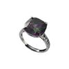 Versatile Korean S925 Silver Ring With Adjustable Design And Stunning Purple Stones Green