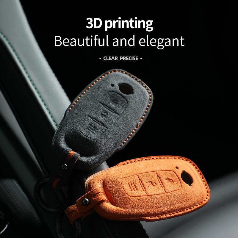 Car Key Case Cover Holder Key Buckle Alcantara For 2022-2023 Nissan X-trail T33 Qashqai J12 Teana Altima Ariya Keychain