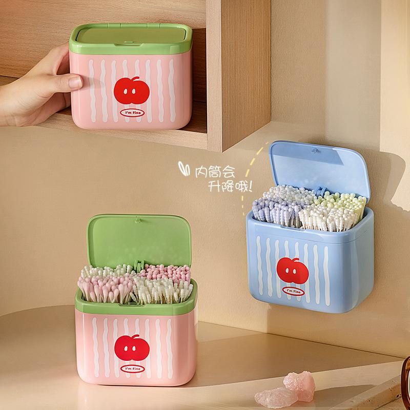 Sollevamento Automatico Montato a Parete Cotton Fioc, Struccante, Dischetto di Cotone, Fermaglio per Capelli, Elastico per Capelli, Elastico per Capelli, Copricapo, Scatola Portaoggetti da Bagno