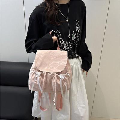 Mochila de Lona de Nylon com Laço - Bolsa de Viagem Elegante e de Grande Capacidade para Mulheres