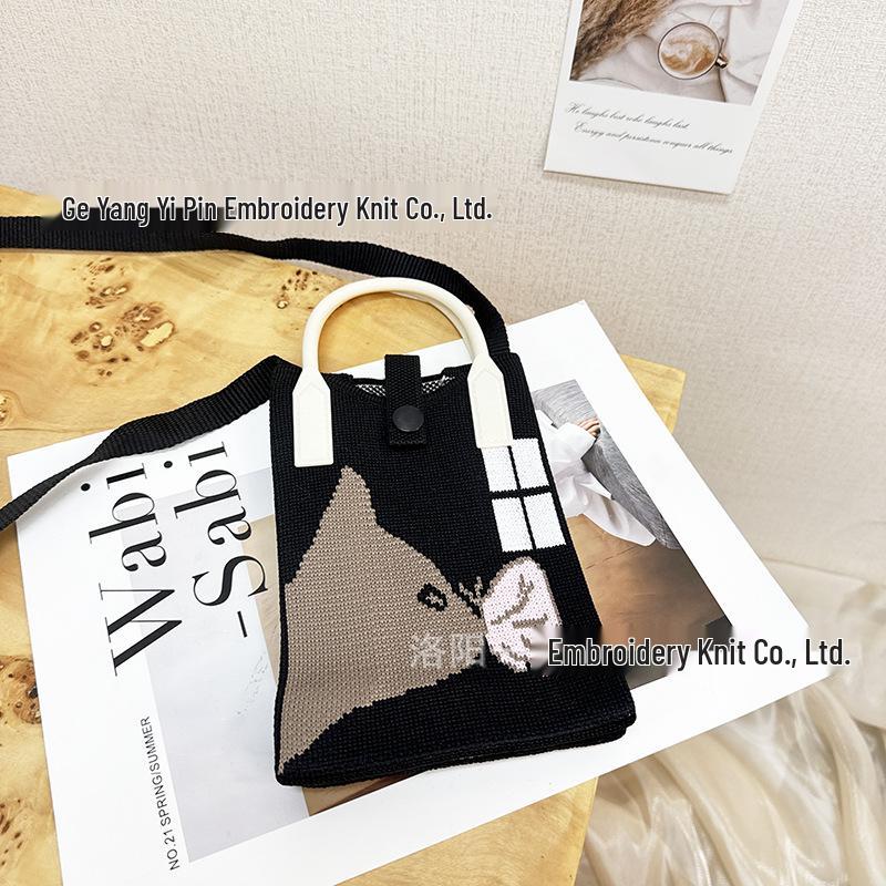 Cute Cartoon Dopamine Knit Crossbody Phone and Coin Bag