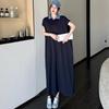 Summer Loose Cotton Polo Collar Dress - Elegant Casual Long Skirt