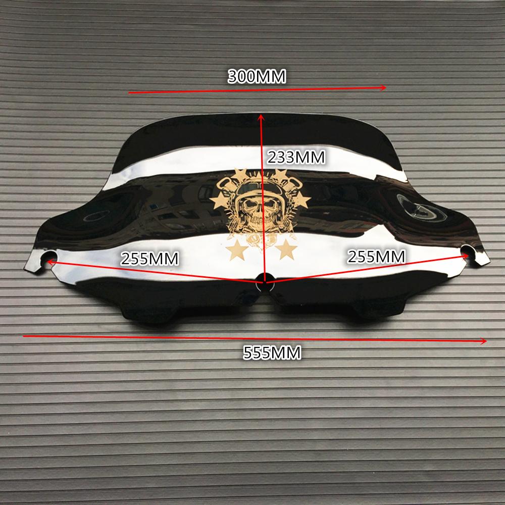 Motorcycle 5" 6" 8" Black skull Windshield Windscreen Wing for Electra Street Glide Harley Touring