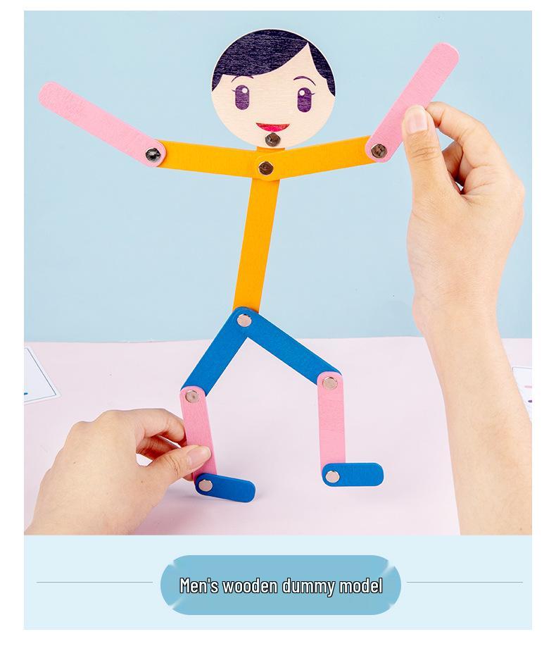 Flexible Bamboo Limbs Wooden Man Puzzle: Kids' Early Education Toy