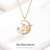 Sterling Silver Unicorn Tears Star and Moon Necklace for Women - Clavicle Pendant Christmas Gift for Girlfriend.