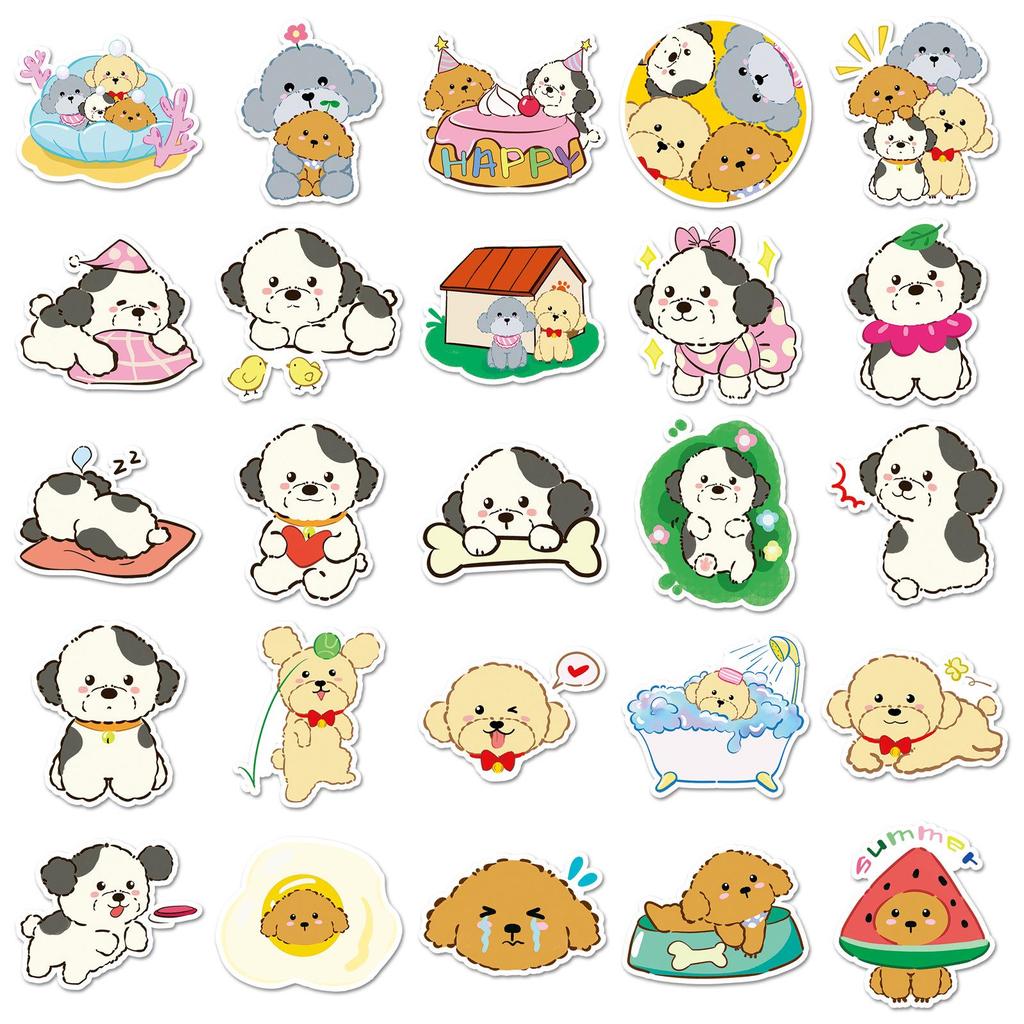 Teddy Stickers: 50pcs Cute Cartoon Dogs & Puppies, Waterproof Graffiti Decor for Phones