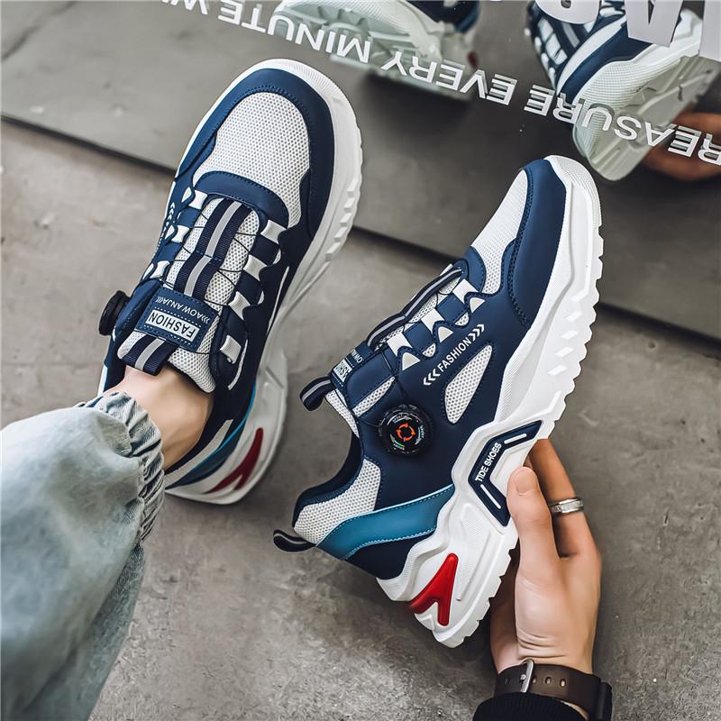Herrskor Lyxiga Utomhus Löparskor Bekväma Roterande Spänne Mjuk Sula Tennis Casual Plattformsneakers för Herr Slitstarka