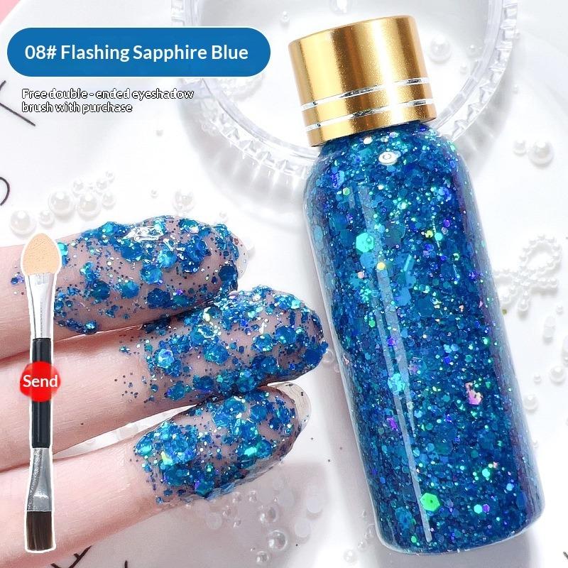 Funkelnde Flüssigkeit Große Pailletten Explosion Bühnen Make-up Performance Haare Gesicht Kleberfreies Gel Glitzer Lidschatten Make-up