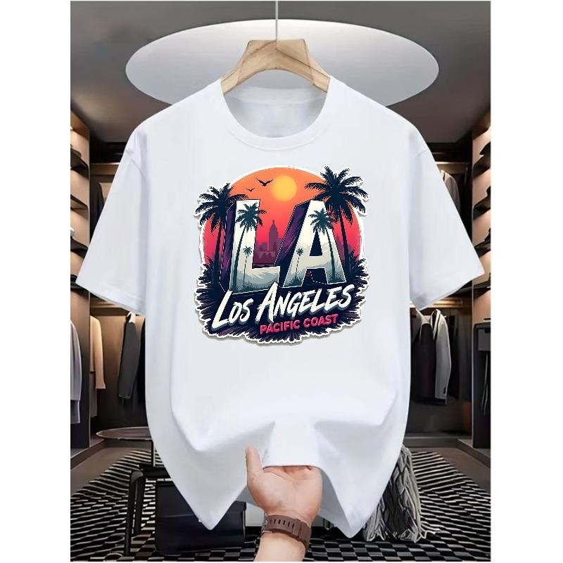 Men s Fashion Exploration Mountain Logo Printed T-shirt, Short Sleeve Round Neck Casual Top, Suitable for Summer and Spring, Short Sleeve Top S