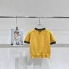 European Style Color Block Round Neck Knit Top - Summer 2026 Collection, Short Sleeve, Versatile, Age-Reducing Casual Wear