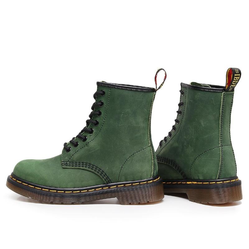 Lei Yu high-top Crazy Horse green boots women's classic retro short boots men's genuine leather first-layer small leather shoes round