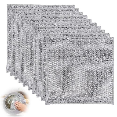 YJRUNFU Metal Wire Dishcloths, Kitchen Wire Cloths, Strong Absorbent Wire, Scratch-Free, Durable, Bottle Cleaning, Dishwashing, Wiping Dishes, Multi-P