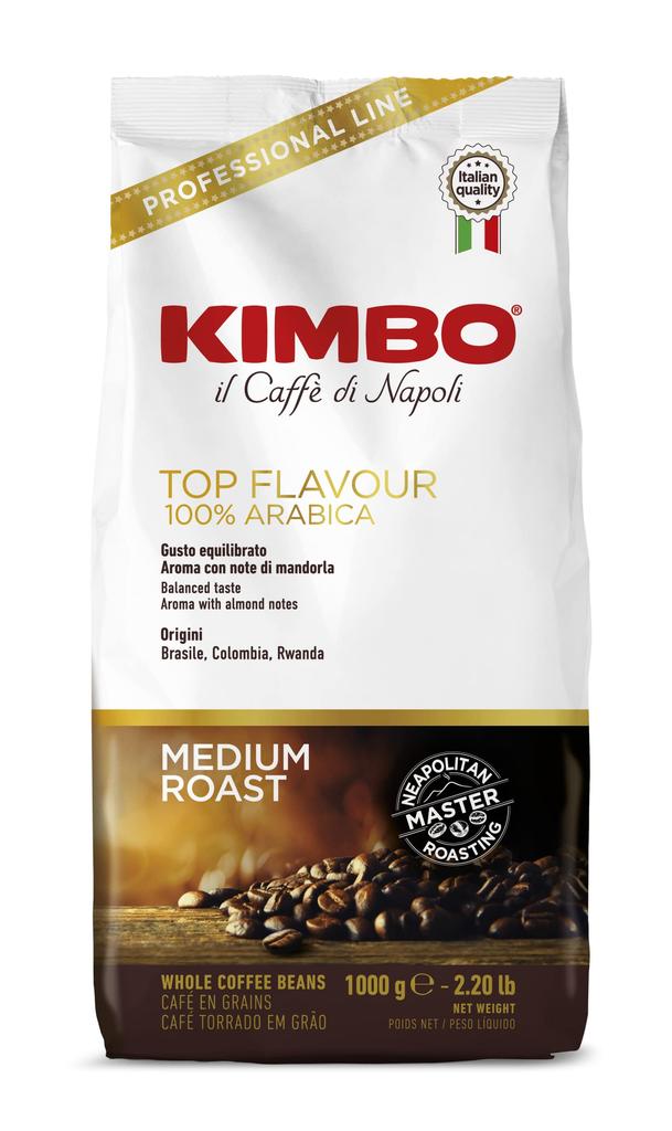KIMBO Top Flavor 1kg Coffee Beans Espresso Italy Medium Roast (Light Arabica)