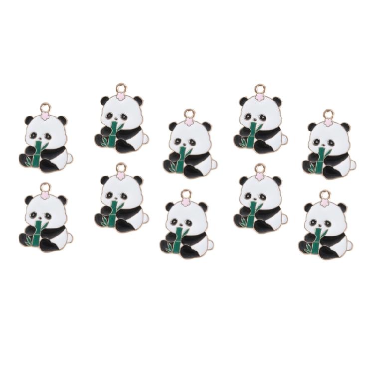 Set Of 10 Panda Charm Fashionable Accessories Cartoon Animal Pendant for Handmade Necklaces Bracelets Jewelry Supplies