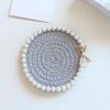 12cm*12cm Multiple Colors Chic Cotton Rope Ornament Bowknot Home Table Decor Pearl Handmade Coffee Cup Pad Creative Accessories