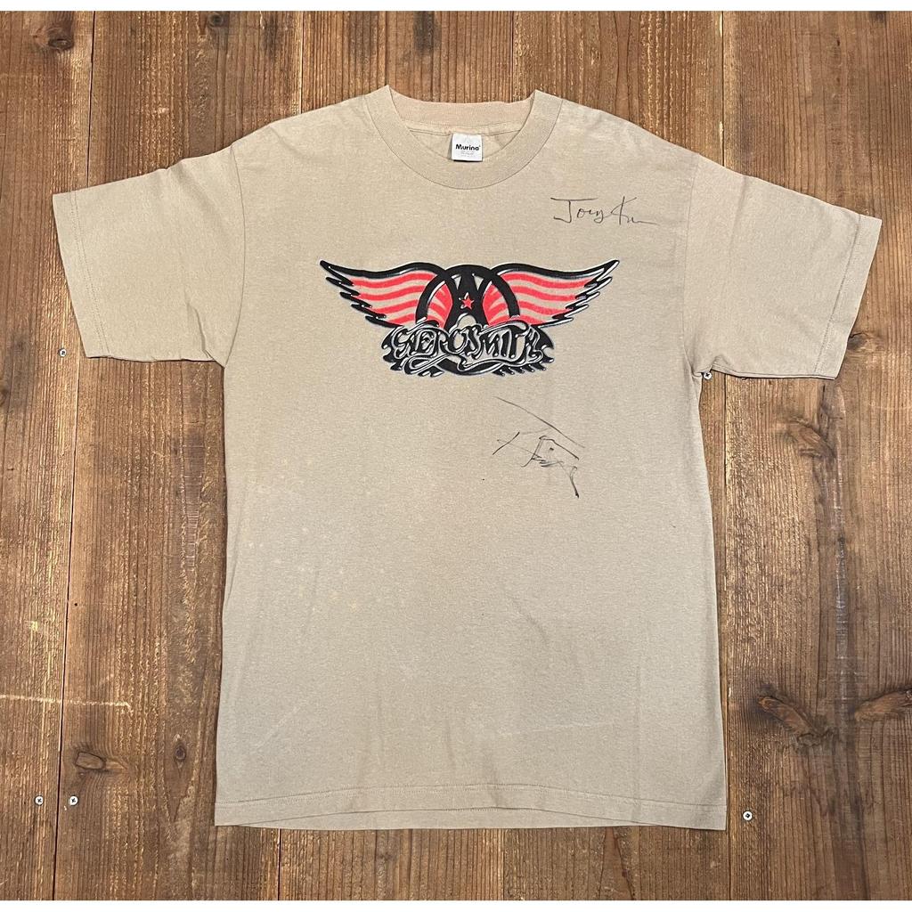 Used NOTHING CAN STOP THIS ROCK 90s AEROSMITH WORLD TOUR T-SHIRT w/ AUTOGRAPH