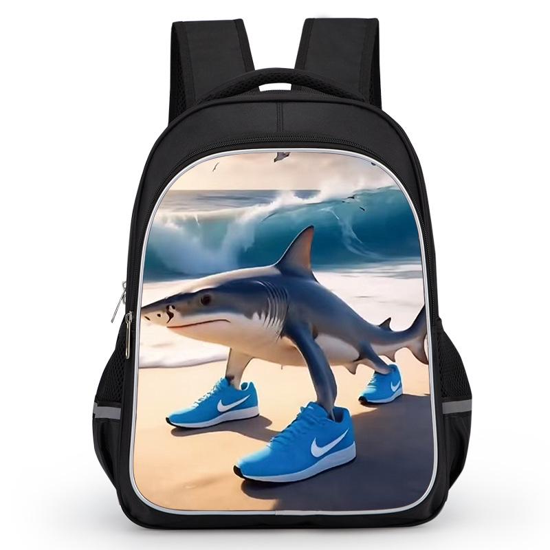 Cross-border Classic Mountains & Seas Stick Figure Kids' Backpack for Grades 1-6 - Load-Reducing Double Shoulder Bag for Boys
