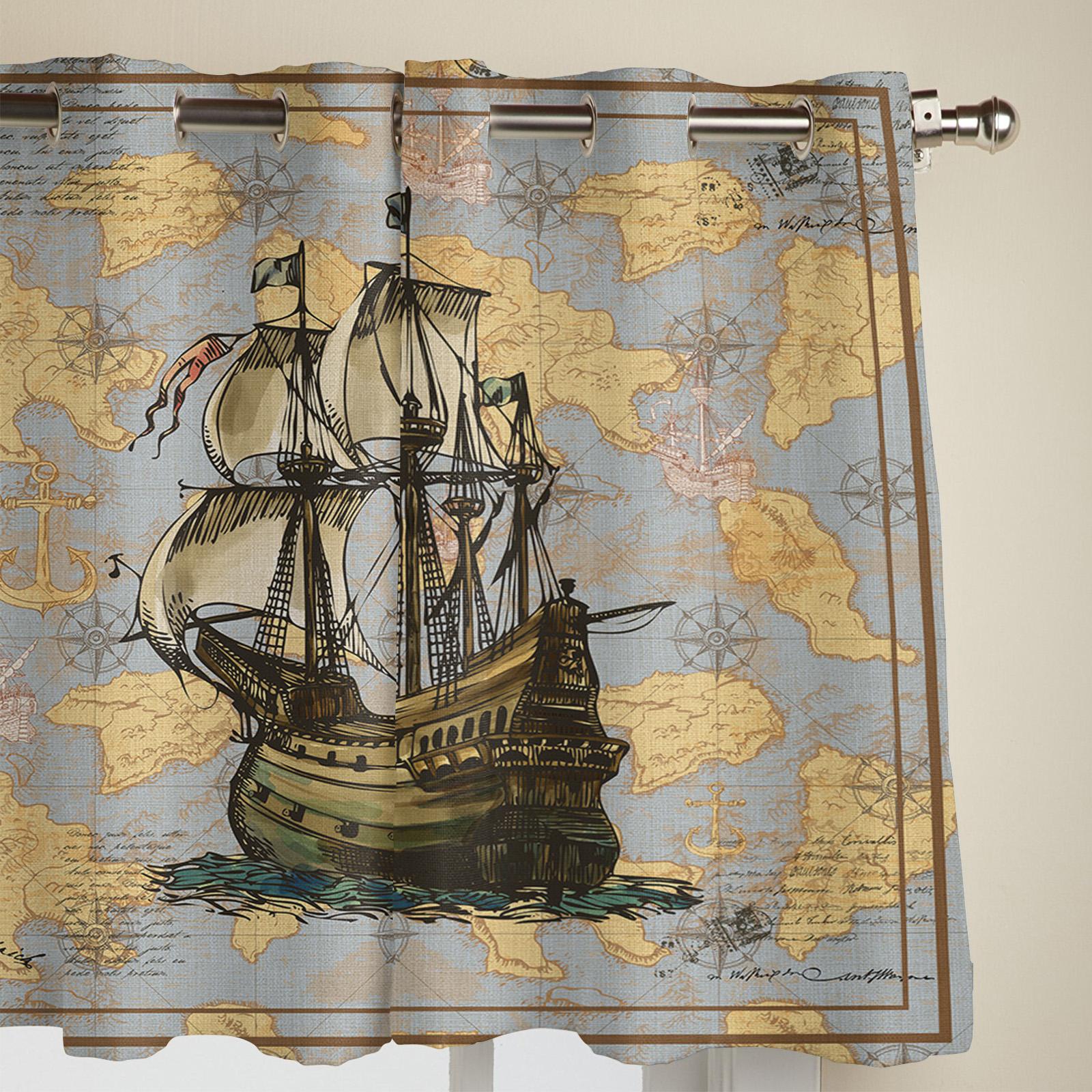 Винтажные маршруты Парусники Якоря Современные шторы для гостиной Спальня Шторы Кухня — фото 4