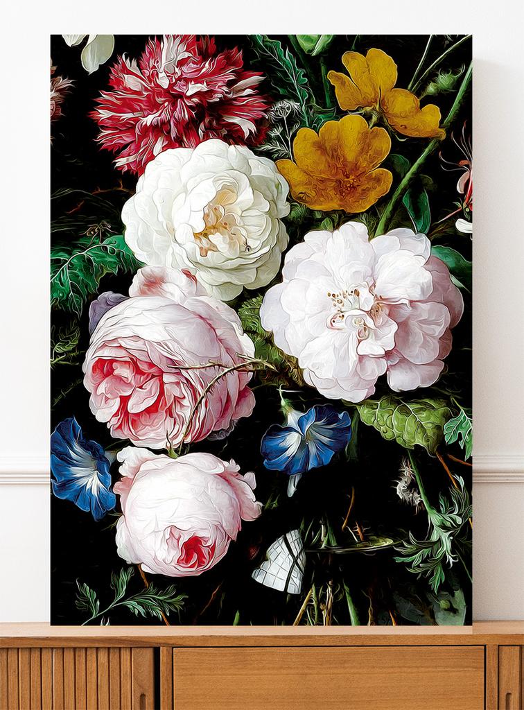 Poster Flowers Black Background