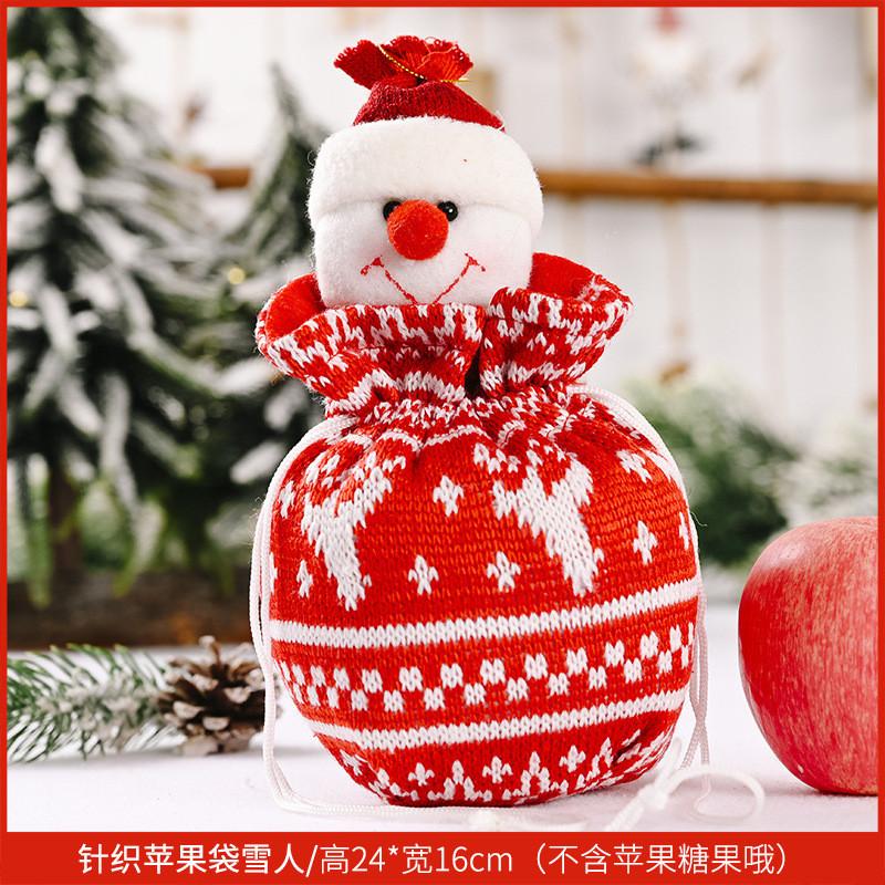 Decorative Knitted Apple Gift Bags For Christmas Featuring Fun Snowman Santa And Bear Designs