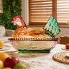 Chicken-Shaped Glass Candy Dish Hen on Nest Dessert Dish with Lid Funny Snack Bowl for Fruits Salads Home Table Decor