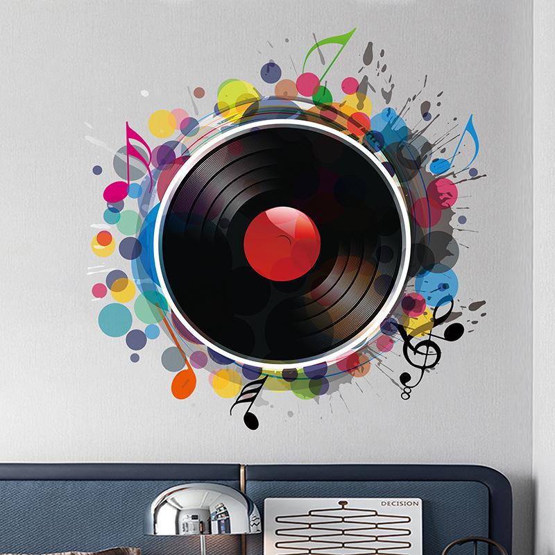 Music Wall Stickers Vinyl Decals for Living Room Bedroom Concert Hall Creative Album Art Peel and Stick Wall Decoration