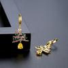 Asymmetrical Colorful Rhinestone Snowflake Hat Boot Earrings for Women Luxury Crystal Christmas Tree Drop Earrings Party Jewelry