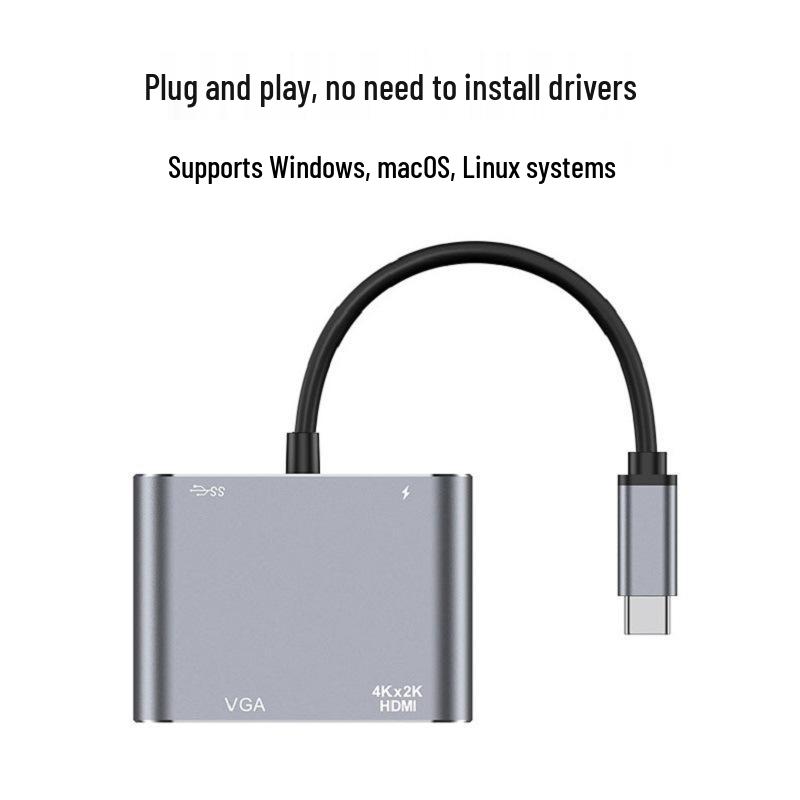 Adapter USB-C na HDMI/VGA: Podłącz telefon komórkowy do monitora/projektora/telewizora