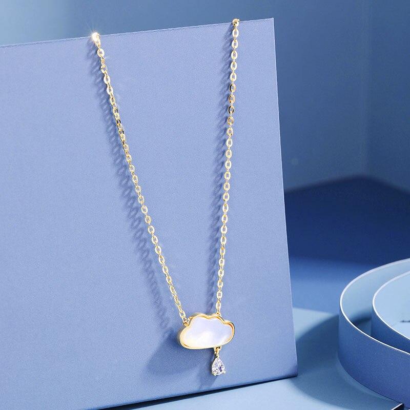 925 Sterling Silver Cloud Shell Pendant Necklace for Women Clavicle Chain Necklace Anniversary Wedding Party Jewelry Gift S-N692