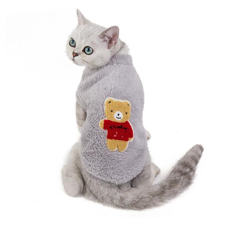 Warm Coral Fleece Cat Two-Legged Sweater Winter Pet Clothing Soft Cozy Indoor Outfit Small Medium Large