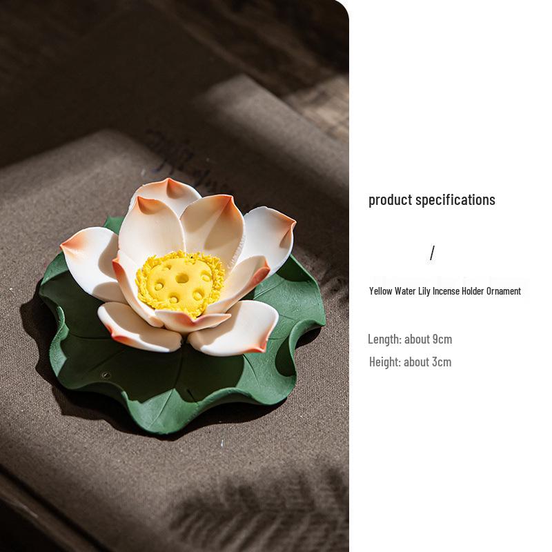 Handmade Ceramic Lotus Incense Holder for Indoor Use
