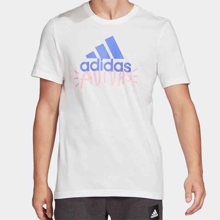Adidas T Shirts Men's White Crew Neck Moderate Straight Fit FN1728