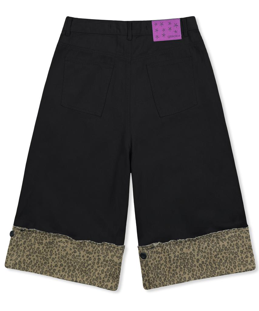 GLACK Gp190 Turn-Up Gaucho Bermuda Pants (Black)