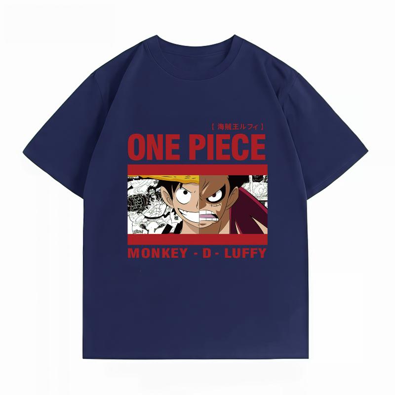 One Piece Luffy Unisex's 100% Cotton T-Shirt, Streetwear Breathable Fashion Anime Graphic Short Sleeve Unisex's Tops
