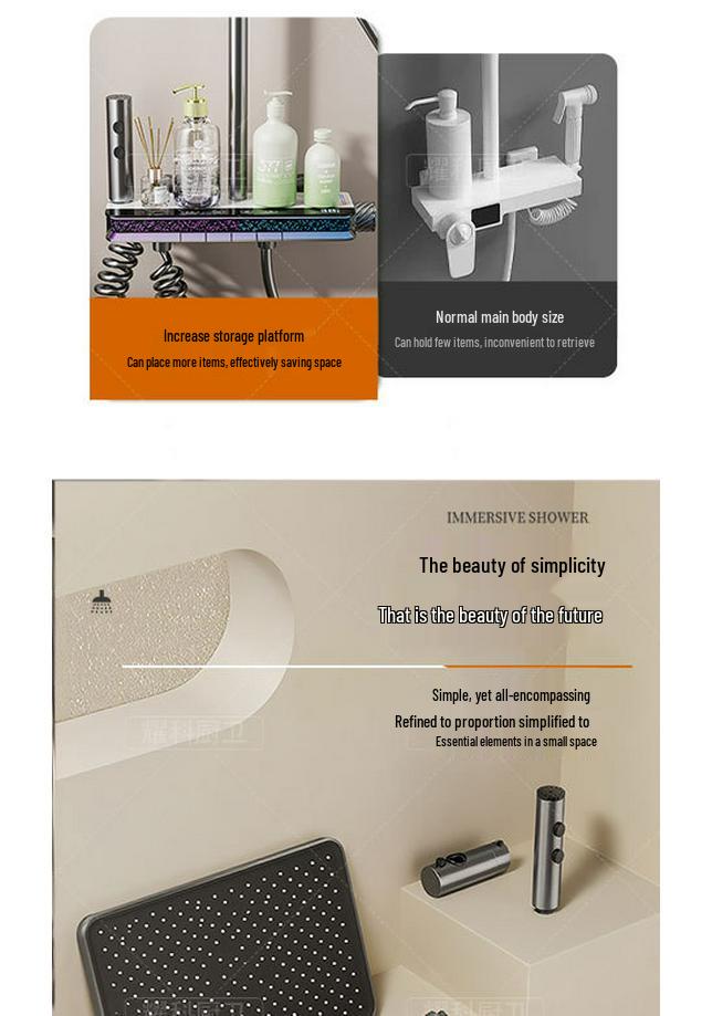 Smart Digital Display Copper Shower Head Set with Constant Temperature & Concealed Design