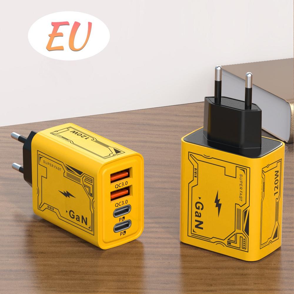 

4 порта 120 Вт USB C PD зарядное устройство Quick Charge 3.0 Type C USB быстрое зарядное устройство для телефона адаптер для iPhone 16 15 14 Samsung Xiaomi EU Plug