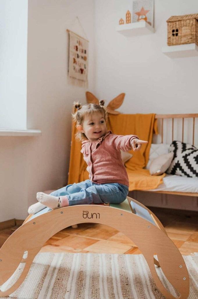 Wooden Rocker Smile Pink-grey