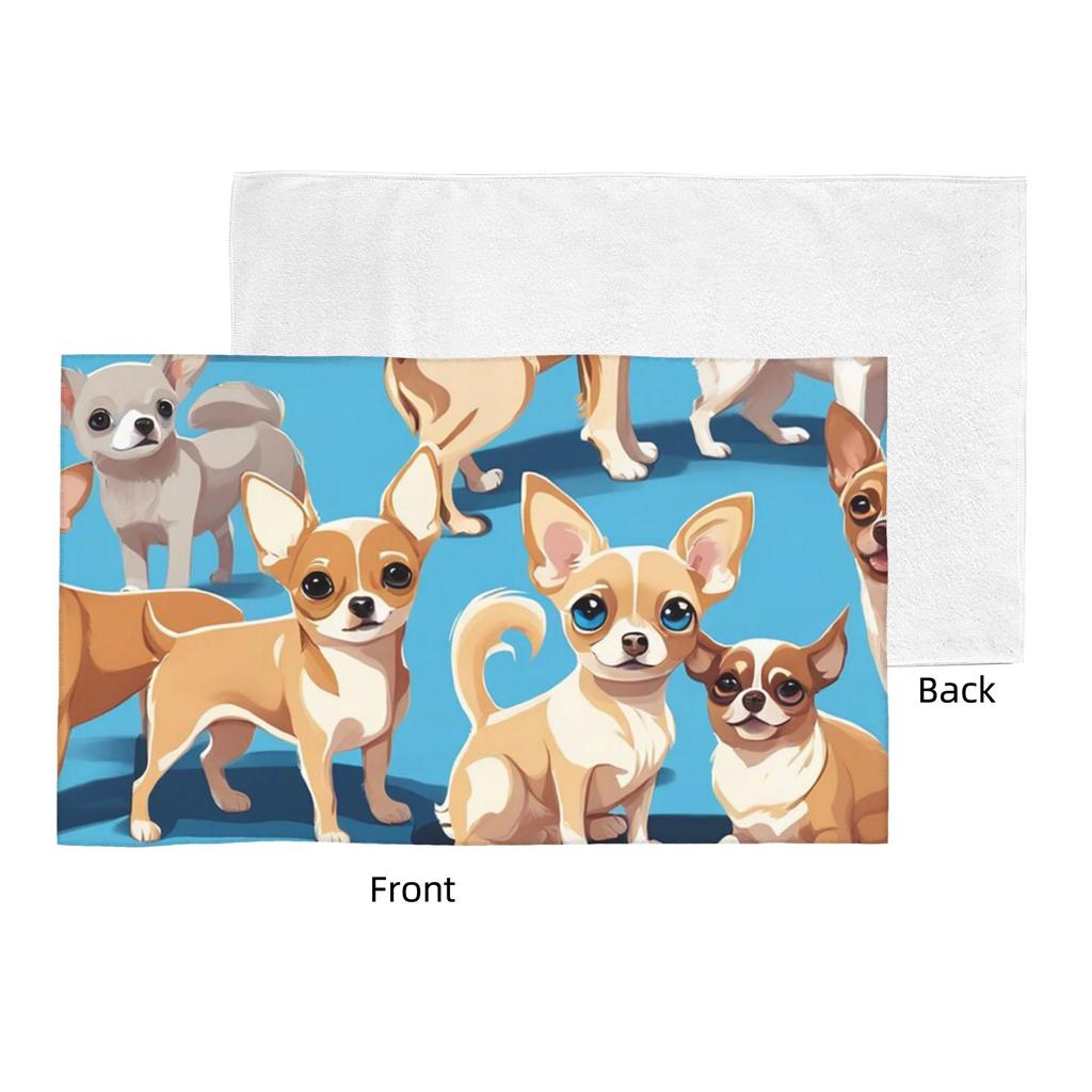 A pack of Chihuahuas, basic blue color Soft Face Towel Quick Dry Pool Bath Cotton Towels Absorbent