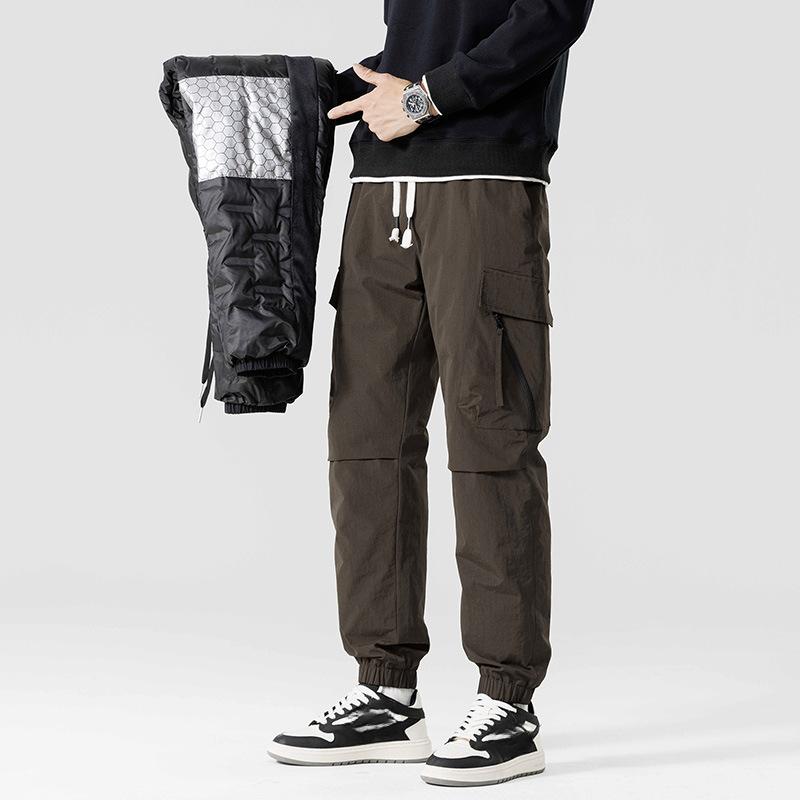 

Winter men jogging 90% white duck down padded multi-pocket thick down pants windproof thermal pants 5XL коричневый