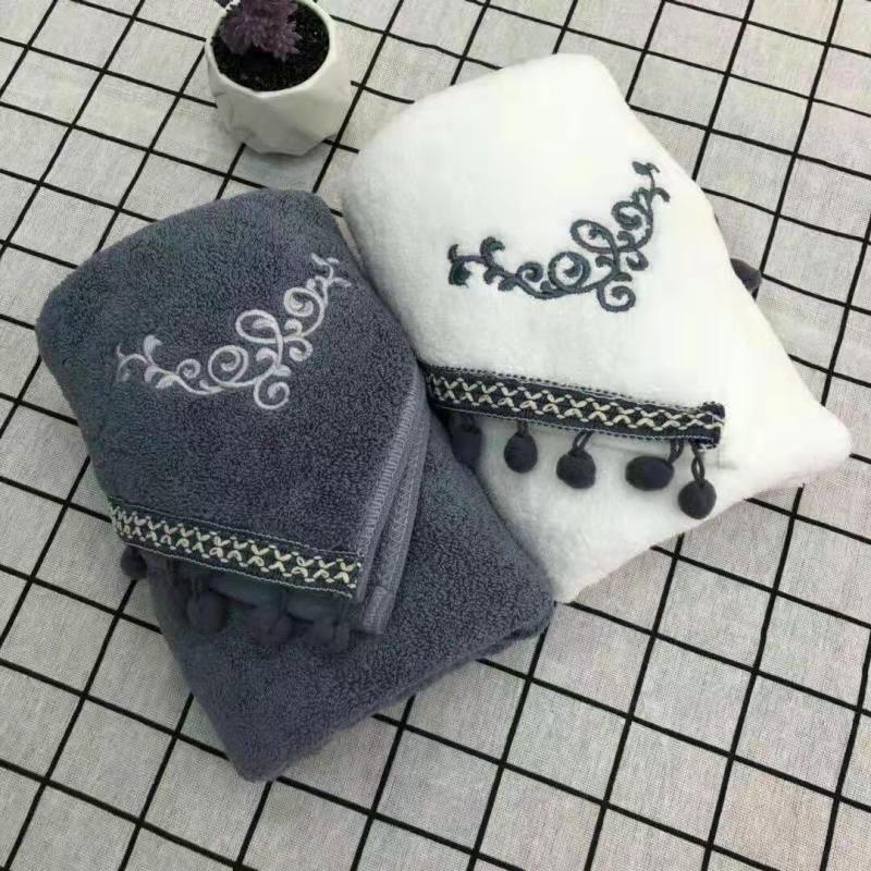 

Впитывающее полотенце для лица из чистого хлопка, домашнее, для взрослых, утолщенное, удобное, нежное, для свадебного подарка, с кисточками, универсальное, многоразовое использование 75-35cm