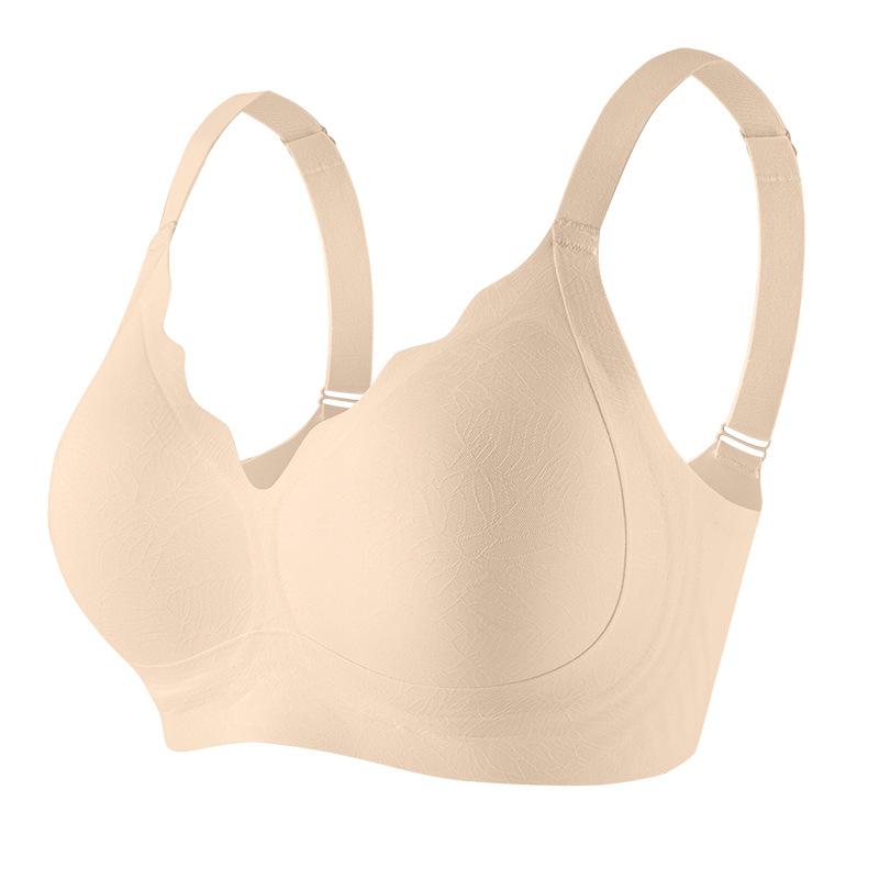 European Seamless Deep V Bra for Women Gathered Side Bust Coverage Anti-Sagging Daily Comfort Intimates